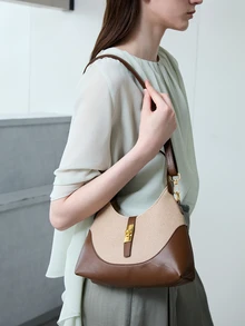 CHICVUE Contrasting Color Niche Design Dumpling Bag, Versatile Commuting Portable Shoulder Crossbody Bag, Handbag, Suitable For Daily Commuting, Casual Dating, Shopping - Brown - View 2