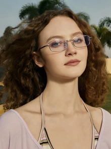 Hatastic Kính gọng nhỏ kiểu retro Y2K màu bạc, tròng kính trong suốt, kính trang trí, kính gọng kim loại kiểu Nhật Bản unisex, kính lễ hội âm nhạc. - bạc - Xem 5