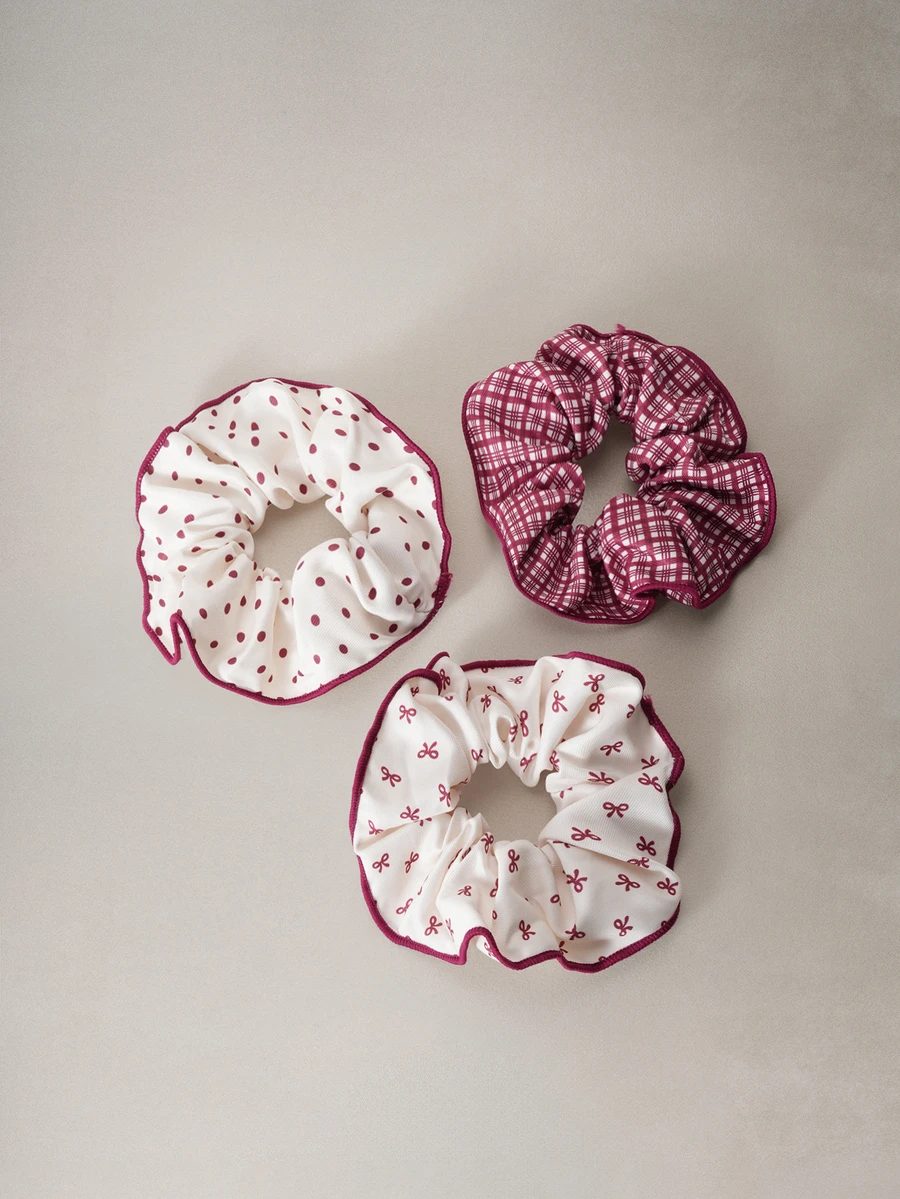 Hatastic Bộ 3 chiếc dây buộc tóc hoa, dây buộc tóc cỡ lớn, phụ kiện tóc tươi tắn và thanh lịch, quà tặng cho mùa tựu trường, phụ kiện buộc tóc đuôi ngựa, lễ hội âm nhạc. - Nhiều màu - Xem 1