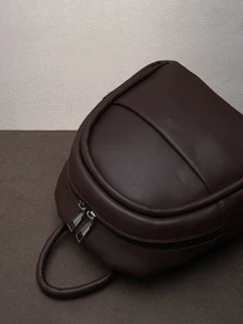 Hatastic 时尚可爱轻便单肩PU小背包，休闲女士出门必备小包包，复古棕色迷你书包 - 咖啡棕 - 查看 4