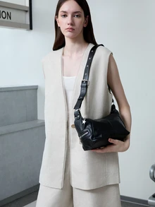 CHICVUE Bolso de hombro estilo europeo vintage y retro, con cremallera, hecho con diseño estilo hippie para un aspecto único, se puede usar como bolso de mano o bolso de sobaco, bolso casual de negocios para mujer, perfecto para la oficina, los negocios y el trabajo, bolso japonés, bolso vintage para mujer - Negro - Ver 3