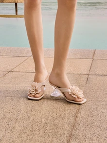 Glizzene Spring/Summer New Fashion Women High Heel Sandals, Versatile For Wedding Party, Ladies High Heels, Slippers Wedding Wedding - Beige - View 1