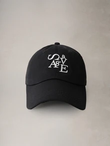 Hatastic 1件韓式Ins字母刺繡棒球帽，女款春秋款軟頂大頭圍小臉尖頂帽，適合送給朋友的生日派對、音樂節、開學季禮物 - 彩色 - 查看 1