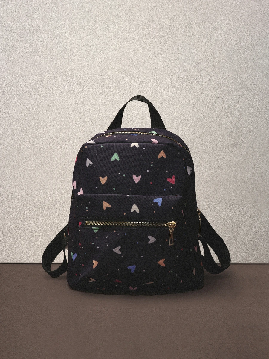 Hatastic Mochila mini versátil de diseño de nicho minimalista y de moda, esencial para volver a la escuela, bolsa para la escuela y la universidad, mochila de estilo preppy para la escuela y festivales de música - Negro - Ver 1
