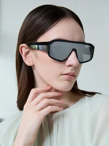 CHICVUE 1pair Women One-Piece Fashionable Sunglasses For Outdoor Travel Street Sunglasses Beach Sun Glasses Beach Accessories For Women Sun Glasses Sunglasses Shades Basics And Suit For Sweater Jeans Sweatpants Hoodie Jackets Dress And Long Sleeve Shirt Fashionable Shade Elegant Outfit Family Outings Travel Vacation Holiday For Summer Beach Vacation,Outdoor,Travel - Silver - View 6