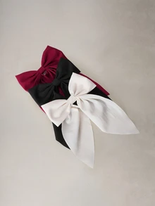 Hatastic 3pcs Minimalist Versatile Hair Clips, Fashion Black & White Bow Hair Clips, Hair Accessories Claws Music Fest - Multicolor - View 2