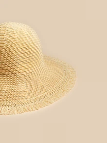 Glizzene 1pc Women Korean Style Wide Brim Straw Hat With Breathable Edging For Summer Sun Protection And Beach Fishing Valentine's Day Wedding Wedding - View 4