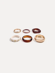 TuEzra 1 Pc Chunky Resin Cuff Bangle Bracelet Women Stacked Chunky Wheels Bangles Set , Brown Color Acrylic Bracelet Arm Band , Basic Design Bracelets Jewelry For Daily Wear - View 2