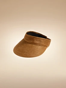 Glizzene 1pc Raffia Straw Sun Visor Hat, Tea Color Valentine's Day Wedding Wedding - Brown - View 2