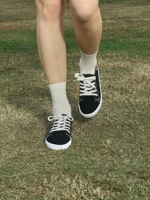 Hatastic 2024新款帆布鞋透气休闲布鞋百搭平底鞋低帮运动鞋 - 黑色 - 查看 1