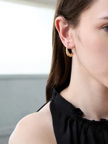 CHICVUE 1pair Oval Water Drop Geometric Earrings - Yellow Gold - View 5