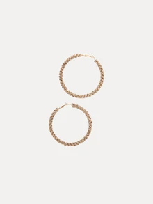 TuEzra 1 Pair Handcrafted Elegant Big Round Rhinestone Earrings For Women, Party & Evening Wear - Gold - View 5