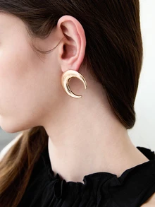 CHICVUE 1 Pair Minimalist Fashion Crescent Moon Shape Stud Earrings, Style For Women - Yellow Gold - View 3