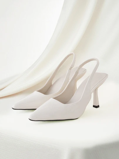 Clariva Women High Heel Pumps, Spring New Pointed Toe High Heels, Sexy Stiletto Black Patent Leather Sandals, 2-In-1 Convertible Shoes, White Sandals