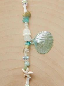 Glizzene 1件多巴胺项链，饰以海洋蓝贝壳、海星、珍珠串珠，随机搭配，适合海滩度假、情人节、婚礼等场合，是送给女性的理想礼物。 - 炫彩貝殼項鍊 - 查看 4