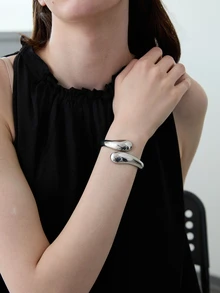 CHICVUE 1 pieza Pulsera tipo brazalete con cuentas grandes de estilo europeo y americano para mujer, adecuada para fiestas, reuniones y uso diario - Pulsera gruesa con gota de agua - Ver 4