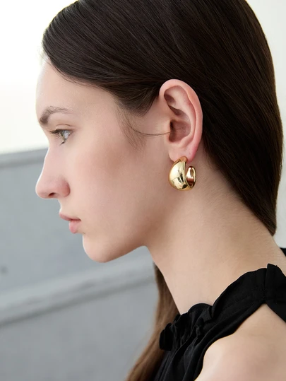 CHICVUE A Pair Of Minimalist Geometric Teardrop Shaped Earrings, Versatile New Earrings For Women, Elegant, Daily Wearing Earrings