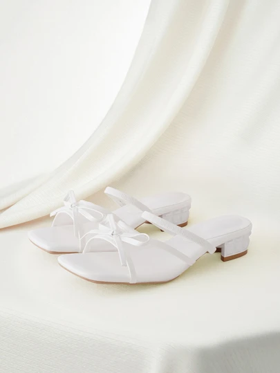 Clariva 女士加大码软皮方头拖鞋，猫跟凉鞋，夏季百搭细带人字拖