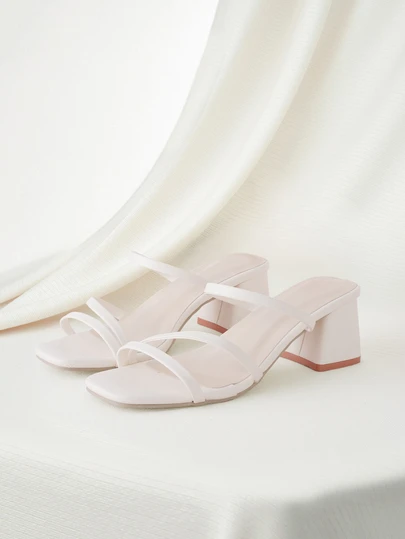 Clariva Women's Elegant White High Heel Sandals - Square Toe, Chunky Heel, Faux Leather Lace-Up, Formal Shoes Suitable For All Seasons, Stiletto Heel