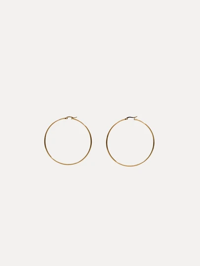 TuEzra 1Pair/2Pcs 10 To 70mm Gold Color Big Round Stainless Steel Earrings Jewelry For Women