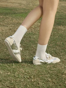 Hatastic Soft Bottom Retro Casual Ballet Flats For Women, Lace-Up, Versatile, Suitable With Skirts, Slip-On, Minimalist Sneakers - Silver - View 4