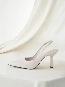 Clariva Women High Heel Pumps, Spring New Pointed Toe High Heels, Sexy Stiletto Black Patent Leather Sandals, 2-In-1 Convertible Shoes, White Sandals - White - View 5