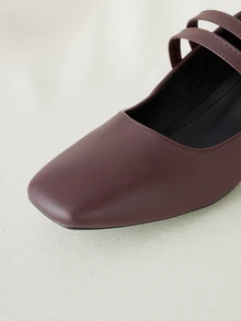 Clariva 女士 3 厘米布面高跟鞋黑色时尚百搭海军蓝季节性咖啡玛丽珍酒红色粗跟平底鞋 - 咖啡棕 - 查看 3