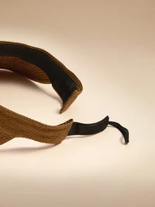 Glizzene 1pc Raffia Straw Sun Visor Hat, Tea Color Valentine's Day Wedding Wedding - Brown - View 5