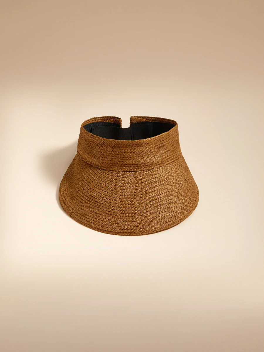 Glizzene 1pc Raffia Straw Sun Visor Hat, Tea Color Valentine's Day Wedding Wedding - Brown - View 1