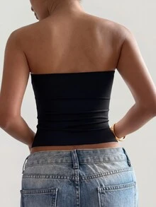 Sexy Casual Commute Vacation Strapless Women Top - Black - View 2