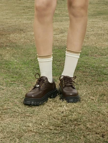 Hatastic Mary Jane Women Shoes, Black, British Style, Chunky Heel, Simple And Elegant, Japanese-Style Shoes For Waitress, All Seasons Music Fest - Brown - View 1