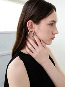 CHICVUE 1 Pair Minimalist Fashion Crescent Moon Shape Stud Earrings, Style For Women - Yellow Gold - View 5