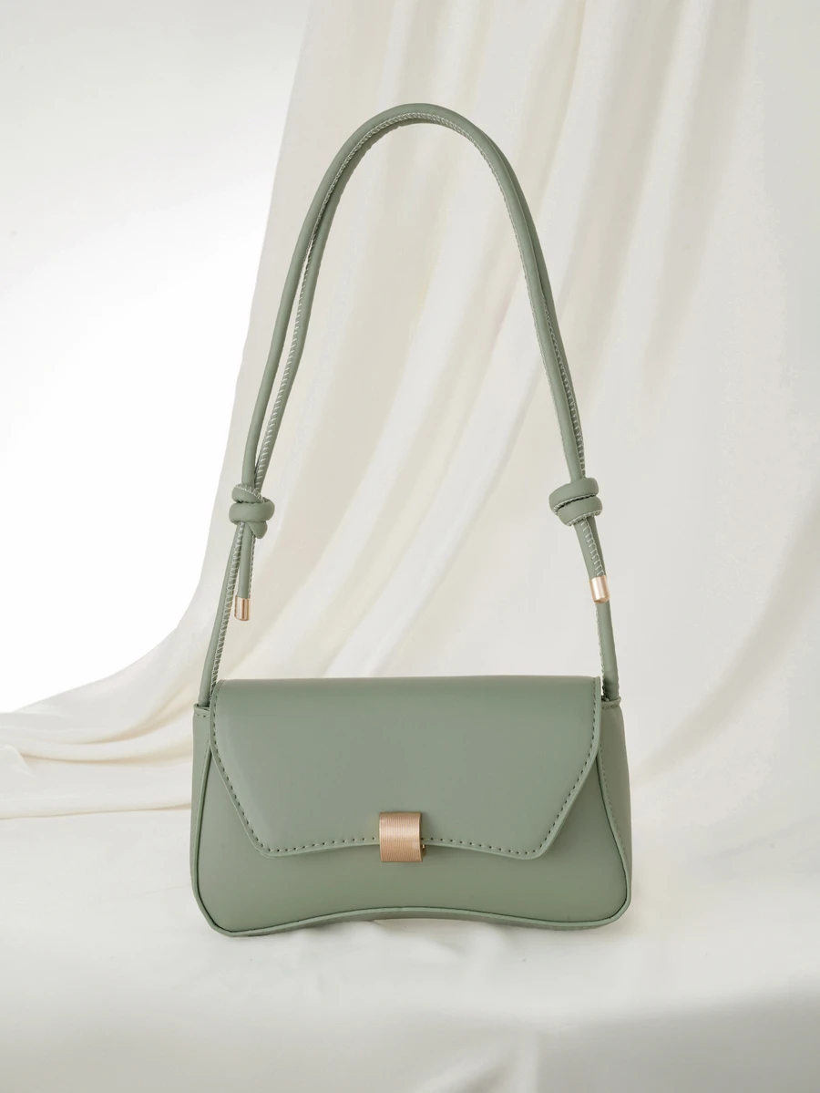 Clariva Bolso de hombro/axilar minimalista vintage de unicolor y de moda para mujer - Verde - Ver 1