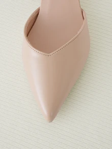 Clariva Fall/Winter 2025 Women's Leisure Pointed Toe Chunky Heeled Slingbacks With Elastic Band Pumps Valentines, Elegant - Apricot - View 5