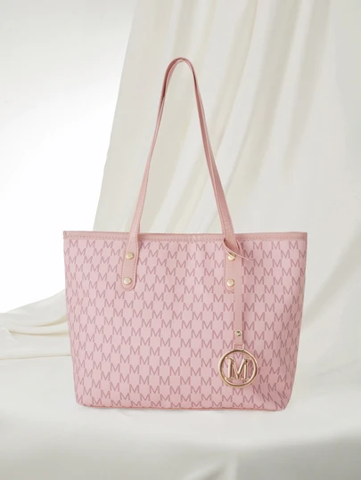 Clariva Vintage Letter Print Tote Bag, Small Shoulder Handbag, Ideal Underarm Bag For Commuting, Great Mother's Day Gift For Mom