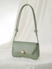 Clariva Bolso de hombro/axilar minimalista vintage de unicolor y de moda para mujer - Verde - Ver 3