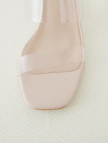 Clariva Women Clear Strap Chunky Heeled Mule Sandals, Fashionable Open Toe Sandals For Daily - Clear - View 5