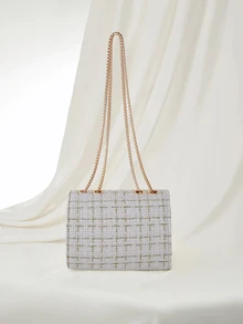 Clariva Lightweight,Business Casual Mini Plaid Pattern Flap Chain Square Bag For Teen Girls Women College Students,Rookies & White-Collar Workers Perfect For Office,College,Work ,Business,Commute,Outdoors, Travel, Outings - Multicolor - View 2