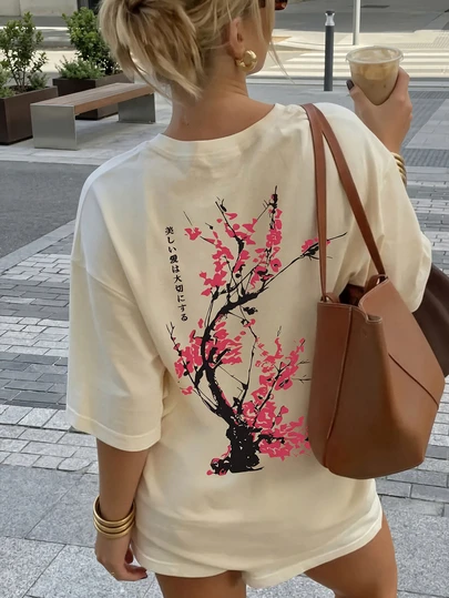 Women's Casual Short Sleeve Round Neck T-Shirt - Printed Pattern, Soft & Comfortable Fabric, Machine Washable, Summer Top