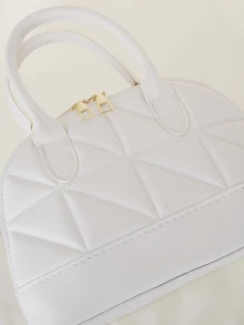 Clariva Fashion Solid Color Embossed Handbag - White - View 4