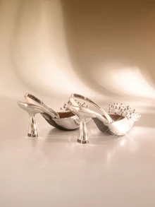 Etoivie 时尚女士高跟鞋，春夏秋季款，优雅，女士浅口鞋，优雅，派对装扮，尖头高跟，婚礼装扮 - 銀色 - 查看 2