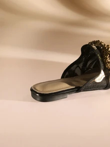 Etoivie 女士优雅尖头平底网眼穆勒鞋，金属搭扣装饰，鞋面图案随机，适合春夏婚礼穿着。 - 彩色 - 查看 2