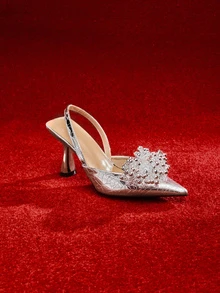 Etoivie 时尚女士高跟鞋，春夏秋季款，优雅，女士浅口鞋，优雅，派对装扮，尖头高跟，婚礼装扮 - 銀色 - 查看 5