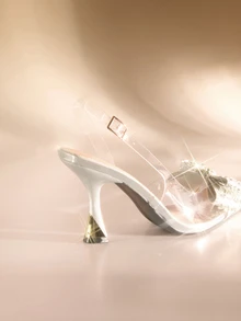 Etoivie Fall/Winter 2025 Women's Rhinestone Bowknot Decor Pointed Toe Stiletto High Heel Pvc Shoes For Elegant & Charming Party And Dancing Valentines,Elegant,Women Pumps,Elegant Wedding Wedding - Silver - View 4