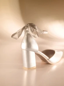 Etoivie 2025秋冬季时尚镂空珍珠尖头蝴蝶结高跟平底鞋，优雅女士高跟鞋，适合派对、婚礼等场合。 - 銀色 - 查看 4