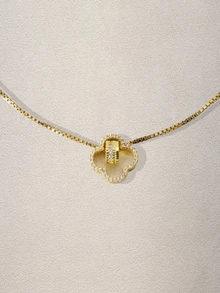 Hatastic 1 件时尚优雅畅销项链，精致微镶嵌锆石四叶花项链，独特奢华女士锁骨链 - 鋯石四葉小蠻腰項鍊 - 查看 10