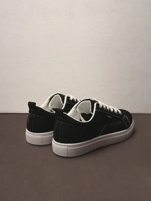 Hatastic 2025春秋新款女式时尚休闲运动滑板鞋，防滑学生运动鞋，帆布透气音乐节鞋 - 黑色 - 查看 4