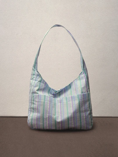 Hatastic Large Capacity Women's Cloth Bag, Shoulder Bag, Casual Versatile Striped Tote Bag