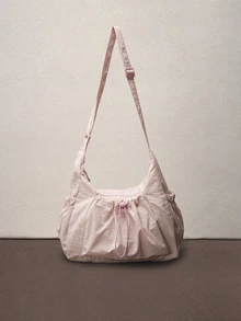 Hatastic Women's Cloud Pleated Drawstring Shoulder Bag Crossbody Underarm Bag , Pink - Pink - View 1