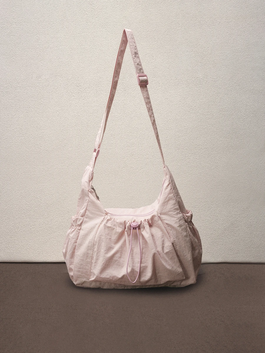 Hatastic Women's Cloud Pleated Drawstring Shoulder Bag Crossbody Underarm Bag , Pink - Pink - View 1